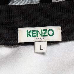 Pre Owned Kenzo Black Polka Dot Tulle Tiger Embroidered Contrast Trim Crewneck Sweatshirt L