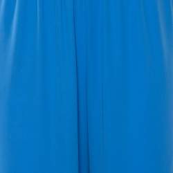 Pre Owned Kenzo Blue Chiffon Elastic Waist Detail Pants M