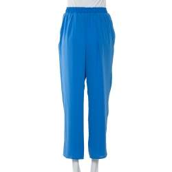 Pre Owned Kenzo Blue Chiffon Elastic Waist Detail Pants M
