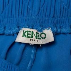 Pre Owned Kenzo Blue Chiffon Elastic Waist Detail Pants M