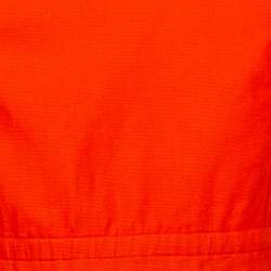 Pre Owned Kenzo Orange Cotton Striped Trim Tie Detail Ruffled Dress M