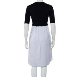 Pre Owned Kenzo Two Tone Knit & Cotton Paneled Dress S