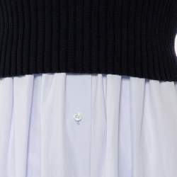 Pre Owned Kenzo Two Tone Knit & Cotton Paneled Dress S