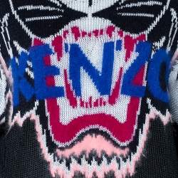 Pre Owned سويتر كينزو تريكو جاكار حلية نمر أسود كبير الحجم مقاس وسط (ميديوم)