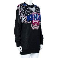 Pre Owned سويتر كينزو تريكو جاكار حلية نمر أسود كبير الحجم مقاس وسط (ميديوم)