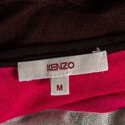 Pre Owned Kenzo Multicolor Floral Patterned Silk Knit Oversized Top M