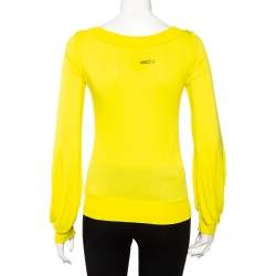 Pre Owned Kenzo Yellow Knit Scoop Neck T-Shirt S