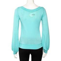 Pre Owned Kenzo Blue Knit Scoop Neck T-Shirt S