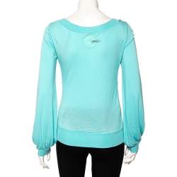 Pre Owned Kenzo Blue Knit Scoop Neck T-Shirt M