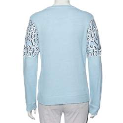 مملوكة مسبقًا Kenzo Blue Cotton Logo Embroidered Crewneck Sweatshirt L