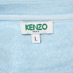 مملوكة مسبقًا Kenzo Blue Cotton Logo Embroidered Crewneck Sweatshirt L