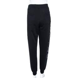 Pre Owned Kenzo Black Cotton Knit Logo Detail Joggers L