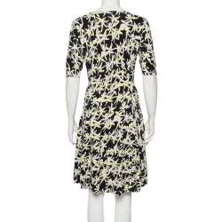 Pre Owned Kenzo Multicolor Palm Tree Jacquard Knit Flared Midi Dress M