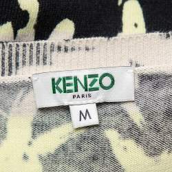 Pre Owned Kenzo Multicolor Palm Tree Jacquard Knit Flared Midi Dress M