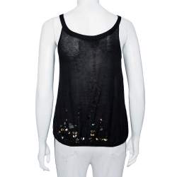 Pre Owned Kenzo Black Embellished Silk Knit Tank Top S