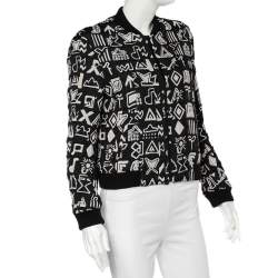 مملوكة مسبقًا جاكيت كينزو بومبر جاكار تريبال أسود سحاب أمامي مقاس وسط (ميديوم)