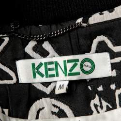 مملوكة مسبقًا جاكيت كينزو بومبر جاكار تريبال أسود سحاب أمامي مقاس وسط (ميديوم)