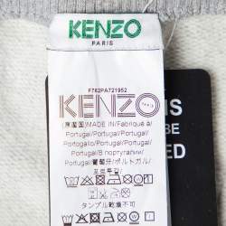 Pre Owned Kenzo Grey Cotton Knit Mini Tiger Logo Detail Joggers S