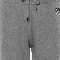 Pre Owned Kenzo Grey Cotton Knit Mini Tiger Logo Detail Joggers S