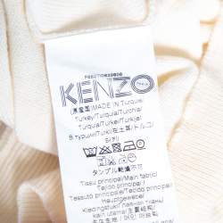 Pre Owned سويتر كينزو تريكو كريمي مزين شعار الماركة رقبة مستديرة مقاس كبير (لارج)