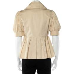 Pre Owned جاكت كينزو مجمع أكمام منفوخة كتان كريمي مقاس متوسط