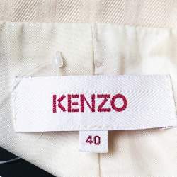 Pre Owned جاكت كينزو مجمع أكمام منفوخة كتان كريمي مقاس متوسط