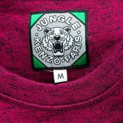 مملوكة مسبقًا سويت شيرت كينزو تيري مطرز حلية نمر وردي داكن مقاس وسط (ميديوم)