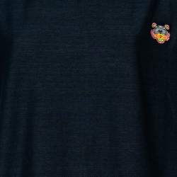 مملوكة مسبقًا Kenzo Navy Blue Cotton Tiger Logo Detail T-Shirt Dress M 