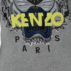 Pre Owned Kenzo Grey Tiger Embroidery Sweater Dress M