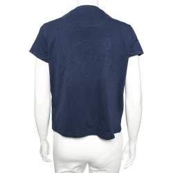 Pre Owned Kenzo Blue Cotton Tiger Embroidered Detail Round Neck T-Shirt S