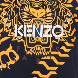 Pre Owned Kenzo Blue Cotton Tiger Logo Printed Round Neck T-Shirt M