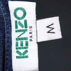 Pre Owned Kenzo Blue Cotton Tiger Logo Printed Round Neck T-Shirt M