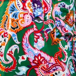 Pre Owned Kenzo Green Paisley Print Silk Shirt Dress L 