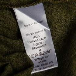 Pre Owned Kenzo Olive Green Tiger Print Melange Cotton Crew Neck T-Shirt M
