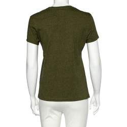 Pre Owned Kenzo Olive Green Tiger Print Melange Cotton Crew Neck T-Shirt M