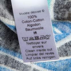 Kenzo Blue Printed Cotton Knit Short Sleeve Top XL