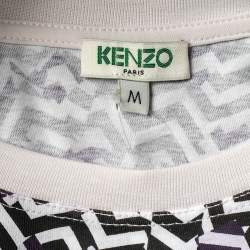 Kenzo Black Zig Zag Logo Print Cotton Crew Neck T-Shirt M