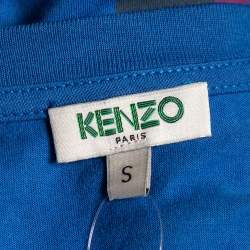 Kenzo Blue Logo Print Cotton Crew Neck T-Shirt S