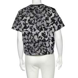 Kenzo Black Abstract Print Cotton Cropped Sweatshirt L