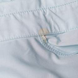 Kenzo Blue Cotton Collar Patch Detail Oversized Sleeve Shirt M