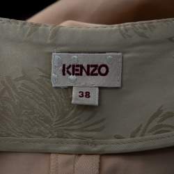 Pre Owned Kenzo Peach Cotton Back Buckle Detailed Formal Trousers M