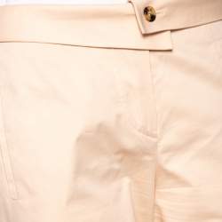 Pre Owned Kenzo Peach Cotton Back Buckle Detailed Formal Trousers M