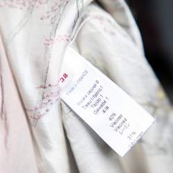 Kenzo Mint Green Floral Print Linen Blend Double Breasted Coat M