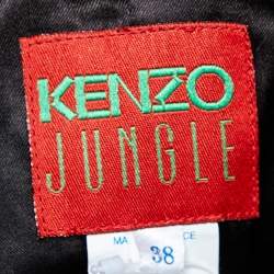 Kenzo Jungle Monochrome Cow Printed Faux Fur Button Front Coat M