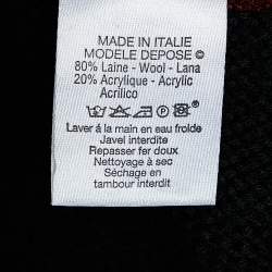 Pre Owned Kenzo Vintage Black Wool Knit Floral Jacquard Patterned Asymmetrical Shrug L