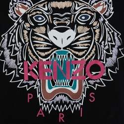 Pre Owned Kenzo Black Tiger Print Cotton Crew Neck T-Shirt S