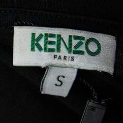 Pre Owned Kenzo Black Tiger Print Cotton Crew Neck T-Shirt S
