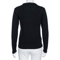 Pre Owned Kenzo Black Wool Knit Flocked Tiger Detailed Sweater M