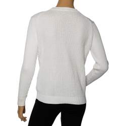 مملوكة مسبقًا Kenzo White Textured Knit Tiger Embossed Crewneck Sweatshirt M