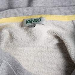 مملوكة مسبقًا Kenzo Grey Cotton Letter Logo Printed Long Sleeve Crewneck Sweatshirt L